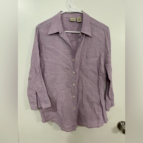 L.L. Bean Tops - L.L. Bean Lavender Linen Button-Up Shirt, size medium